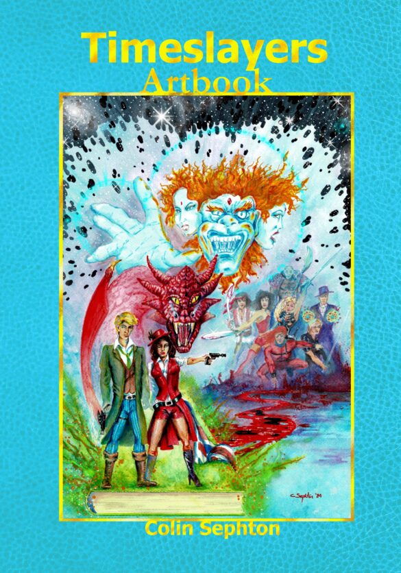 Book over of Timeslayers Artbook showing one of the characters from the story