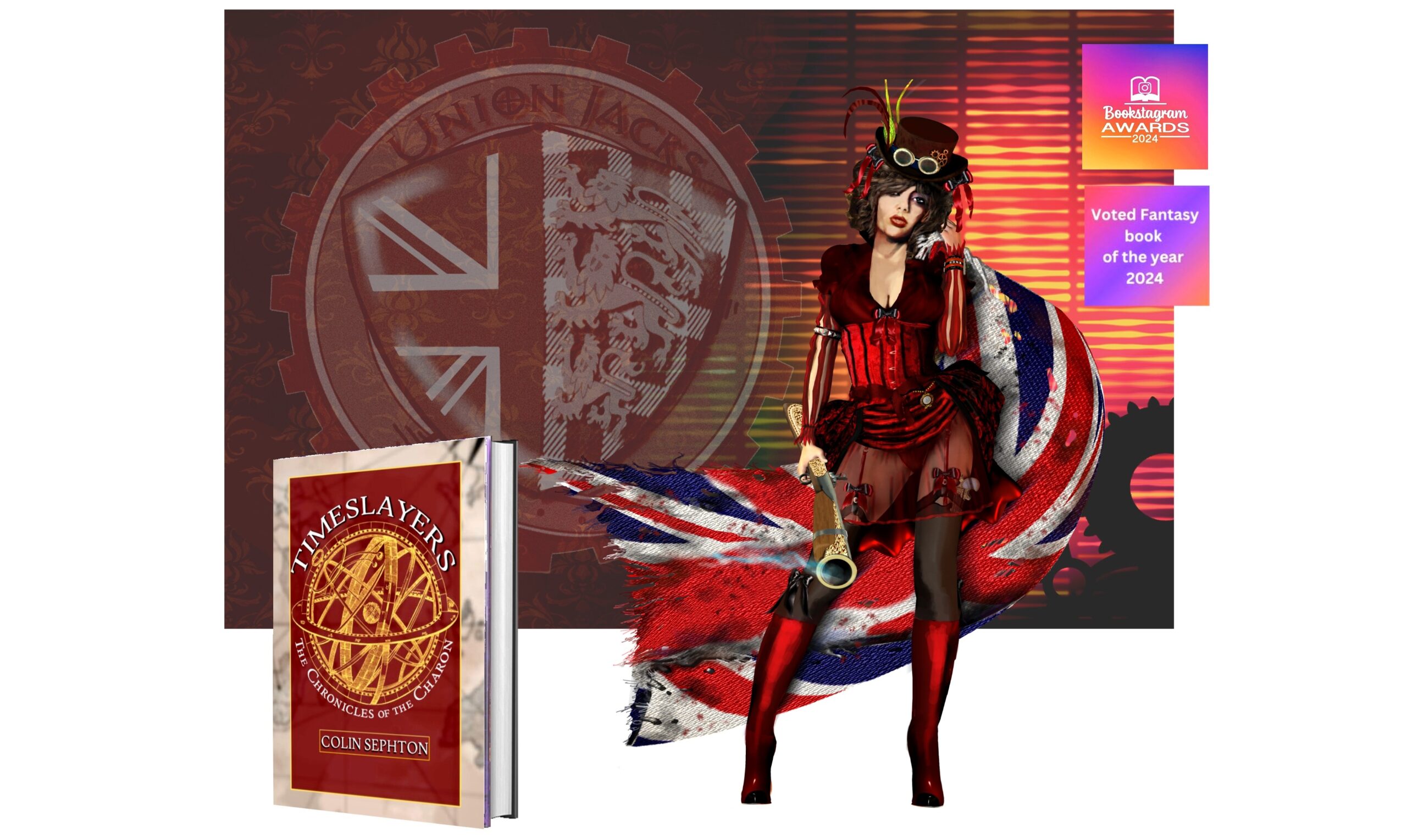 Steampunk image of a character from the novel Timeslayers by Colin Sephton