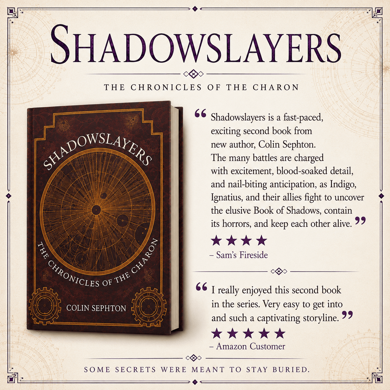 The three Chronicles of the Charon novels, Timeslayers, Shadowslayers and Soulslayers, displayed with reader reviews.